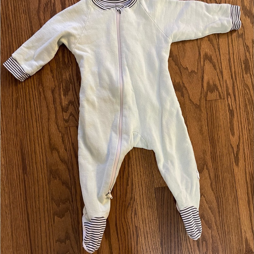 Castleware Baby Organic Cotton Footed Pajama Rib Knit TOG 1.5 Sage Sz L 12-18M